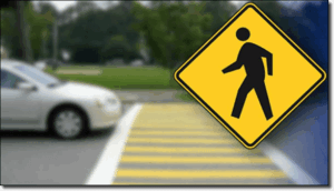 sharing the road with pedestrians at crosswalks